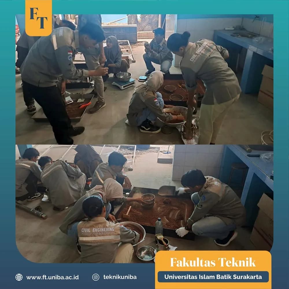 Praktikum Mekanika Tanah oleh Mahasiswa Teknik Sipil Universitas Islam Batik Surakarta