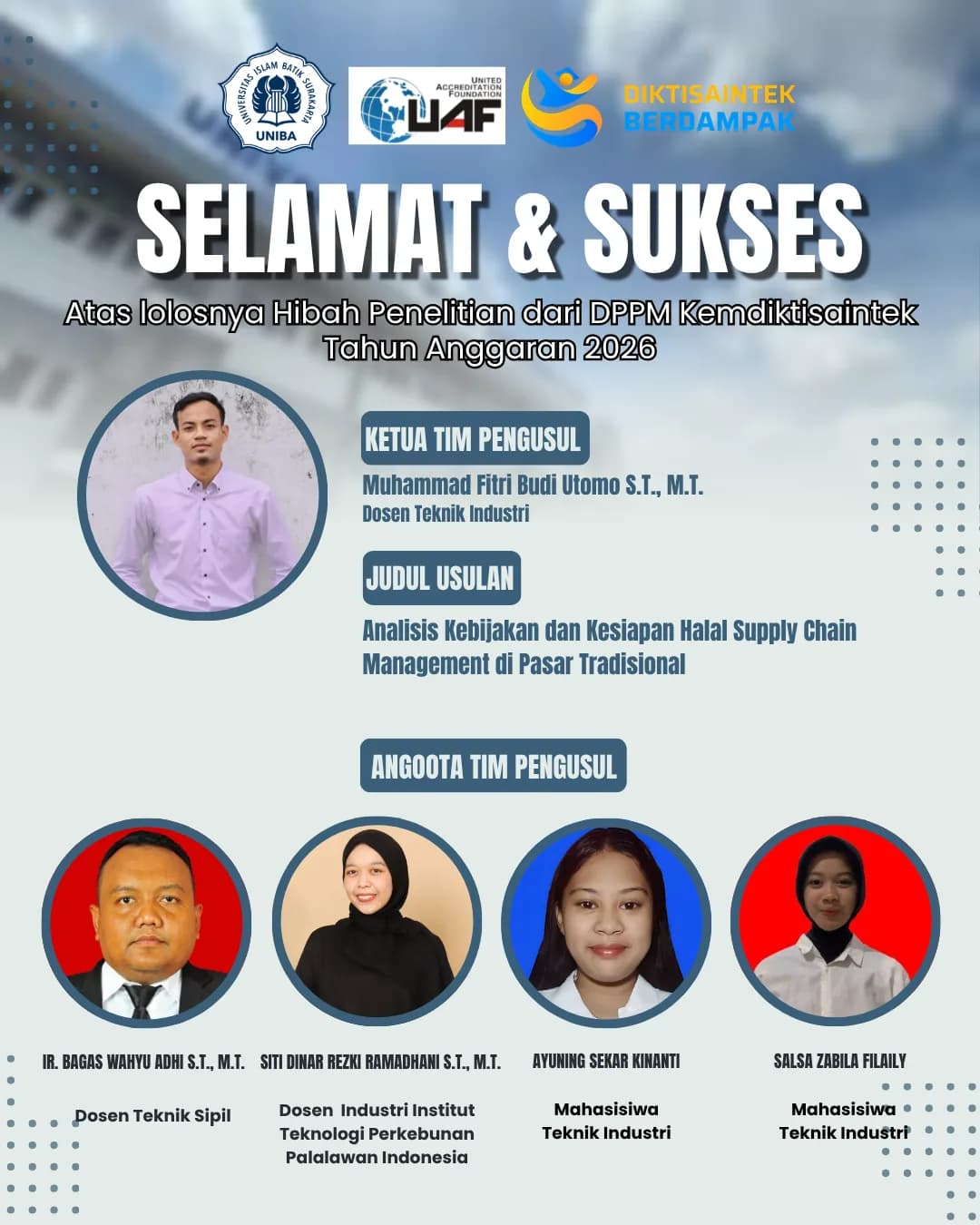 Dosen Fakultas Teknik UNIBA Surakarta Raih Hibah Penelitian DPPM Kemdiktisaintek Tahun 2026