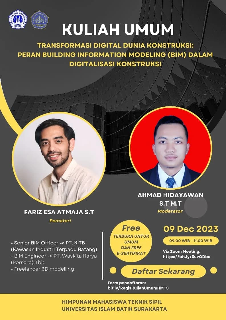 Kuliah Umum | Transformasi Digital Dunia Konstruksi: Peran Building Information Modeling (BIM) Digitalisasi Konstruksi