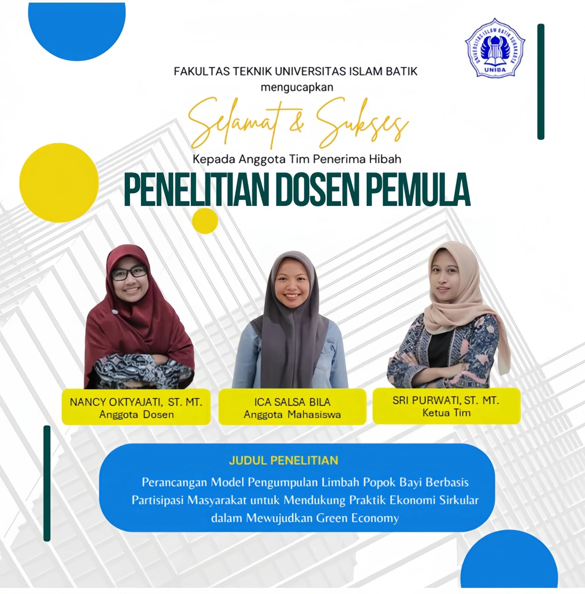 Selamat Kepada Tim Penerima Hibah Penelitian Dosen Pemula dan (PKM) Pemberdayaan Kemitraan Masyarakat dari Kementerian Pendidikan, Kebudayaan, Riset dan Teknologi