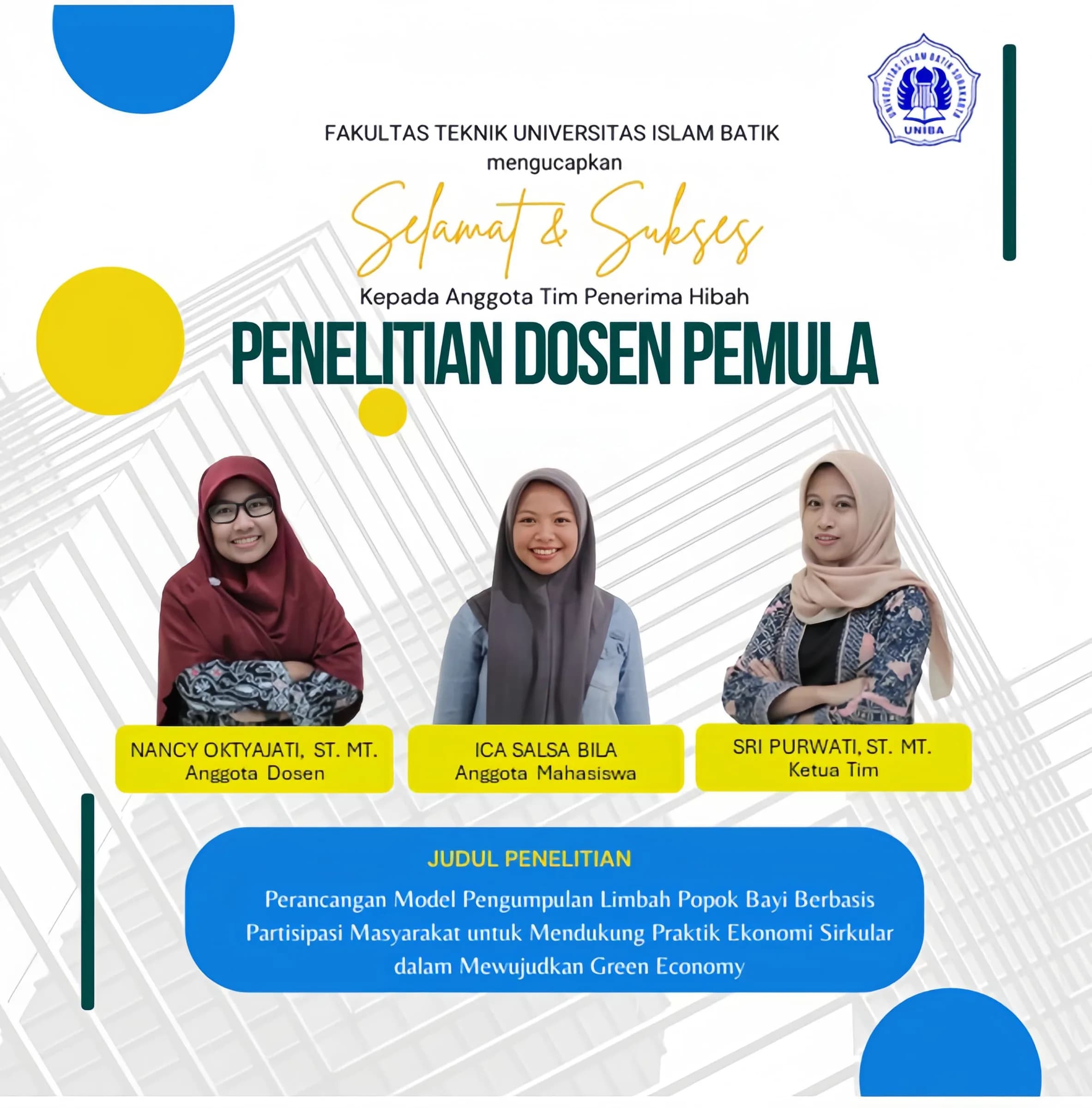 Selamat Kepada Tim Penerima Hibah Penelitian Dosen Pemula dan (PKM) Pemberdayaan Kemitraan Masyarakat dari Kementerian Pendidikan, Kebudayaan, Riset dan Teknologi