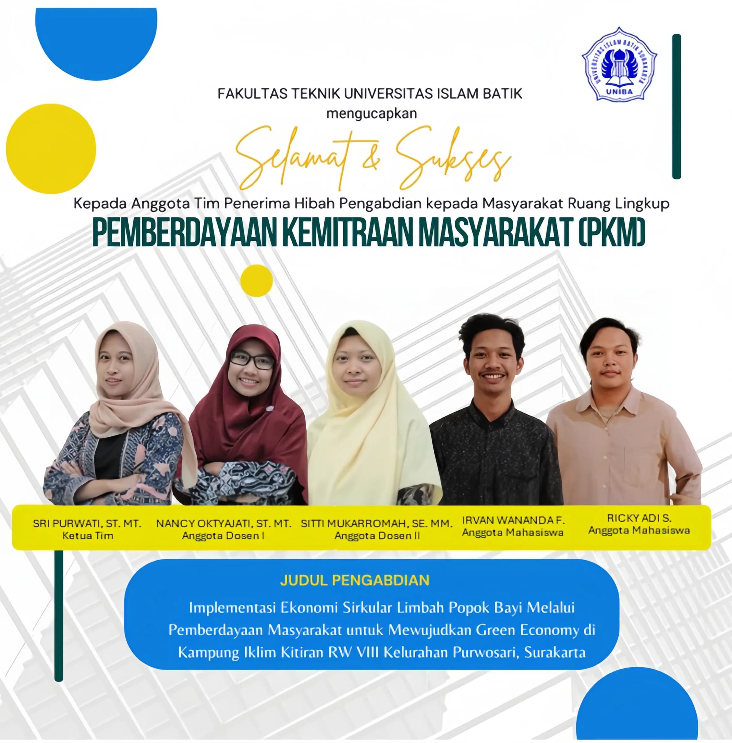 Selamat Kepada Tim Penerima Hibah Penelitian Dosen Pemula dan (PKM) Pemberdayaan Kemitraan Masyarakat dari Kementerian Pendidikan, Kebudayaan, Riset dan Teknologi