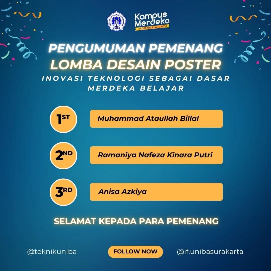 Pengumuman Pemenang Lomba Desain Poster “Inovasi Teknologi sebagai Dasar Merdeka Belajar”