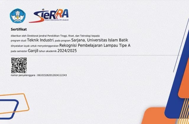Selamat atas Kelayakan Rekognisi Pembelajaran Lampau Prodi Teknik Industi