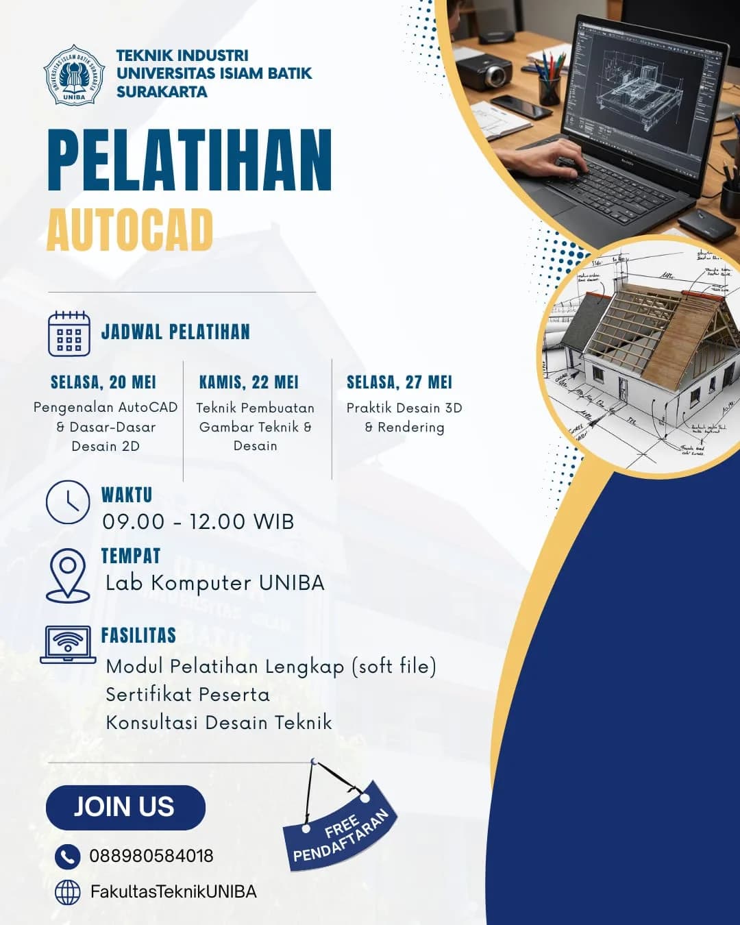 Pelatihan AutoCAD untuk Mahasiswa Teknik Industri UNIBA