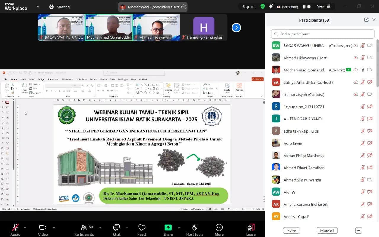 Webinar Nasional: Inovasi Pengolahan Limbah Reclaimed Asphalt Pavement dengan Metode Pirolisis