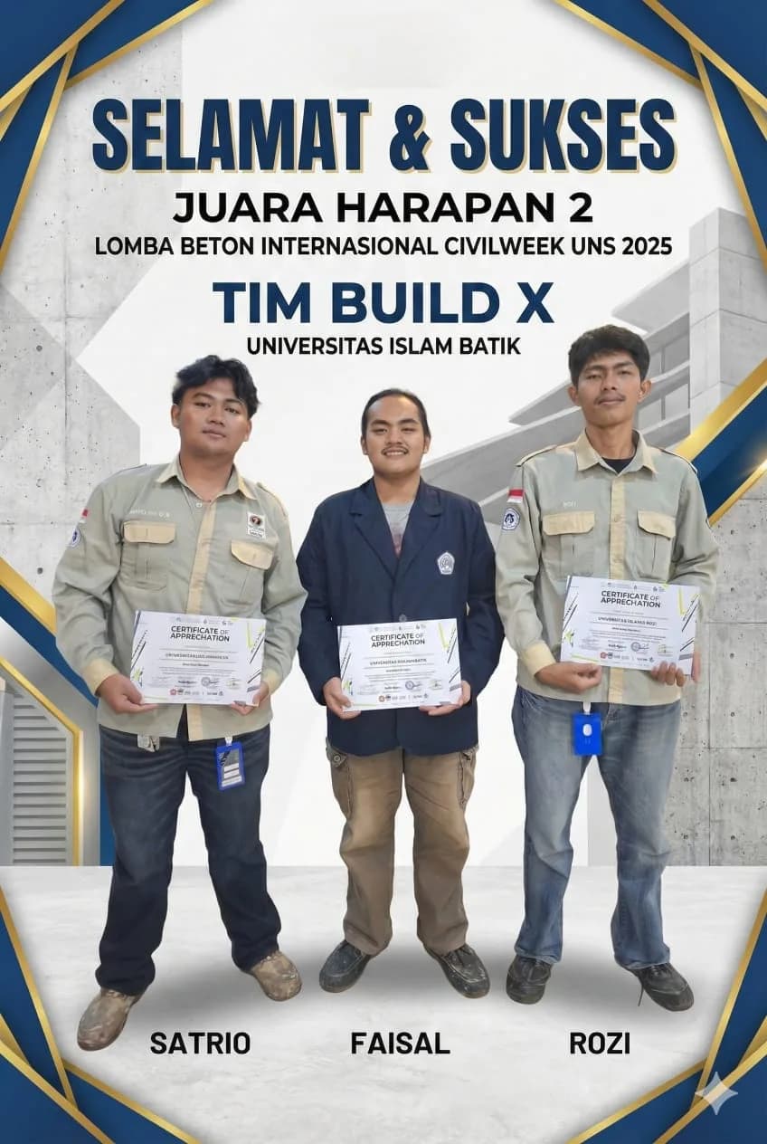 Tim Build X, Mahasiswa Teknik Sipil UNIBA menjadi Juara Harapan 2 dalam Lomba Beton Internasional