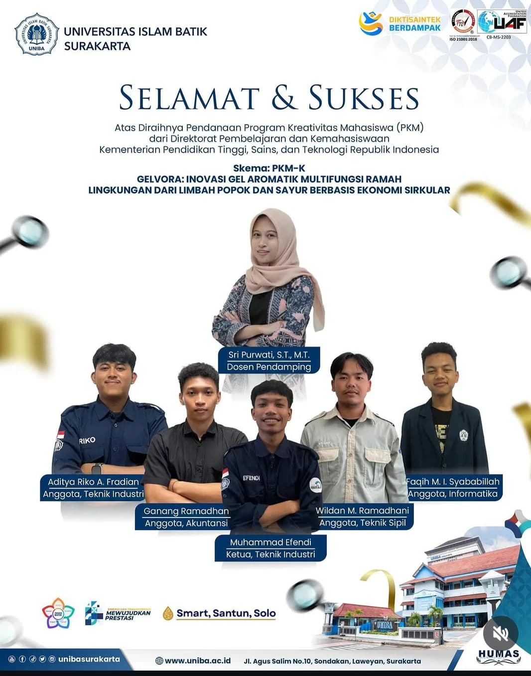 Mahasiswa Fakultas Teknik UNIBA Surakarta Raih Pendanaan PKM 2026 dari Kemendiktisaintek