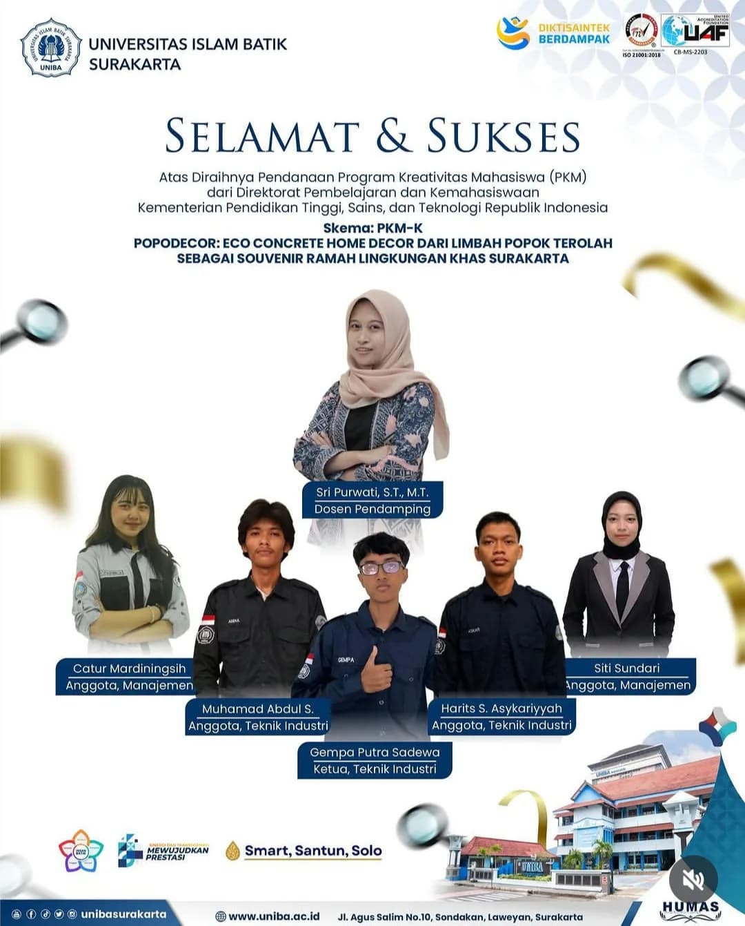 Mahasiswa Fakultas Teknik UNIBA Surakarta Raih Pendanaan PKM 2026 Melalui Inovasi Eco Concrete Ramah Lingkungan