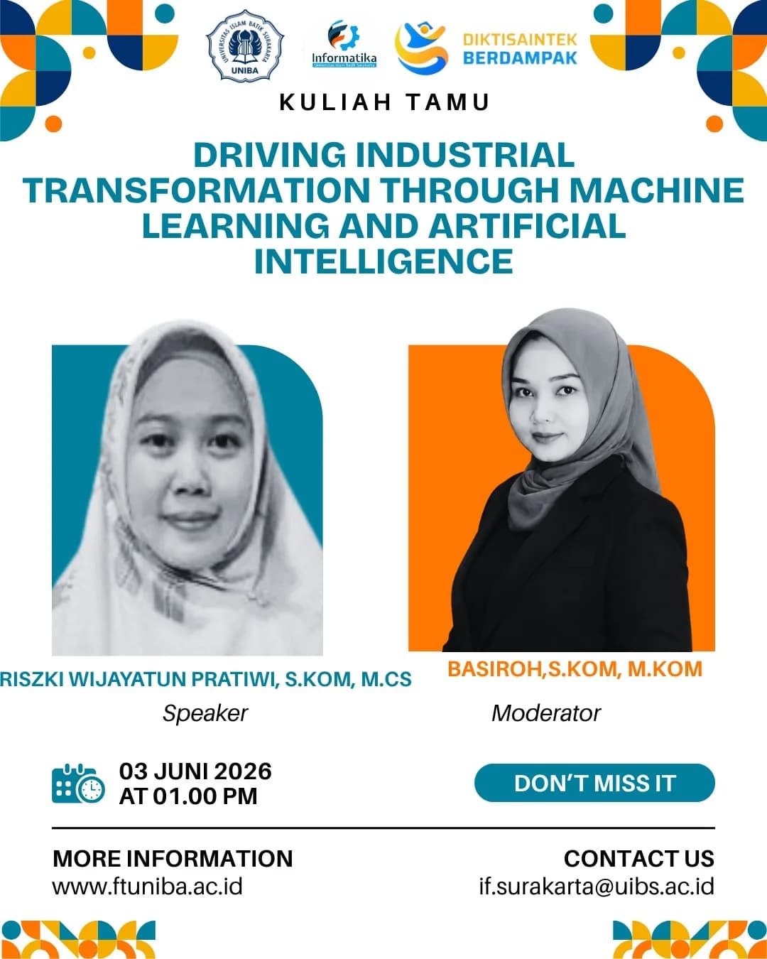 Kuliah Dosen Tamu Prodi Informatika”Transformasi Industri melalui Machine Learning dan Artificial Intelligence”
